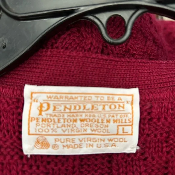Vintage Pendleton Cable-Knit Button-Front Sweater Vest in Berry Red - Picture 3 of 3